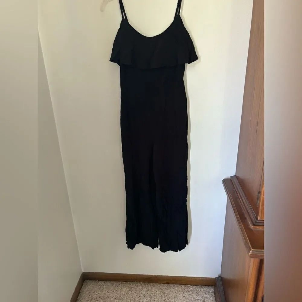 Abercrombie & Fitch Black Ruffle Jumpsuit Smocked Waist M